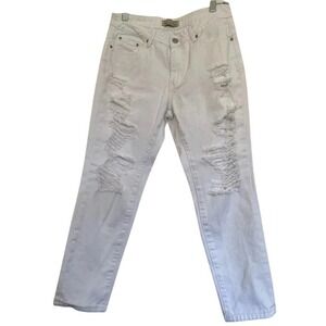 American‎ Bazi Womens Distressed Jeans Ripped White Denim Mom Jeans Size 5